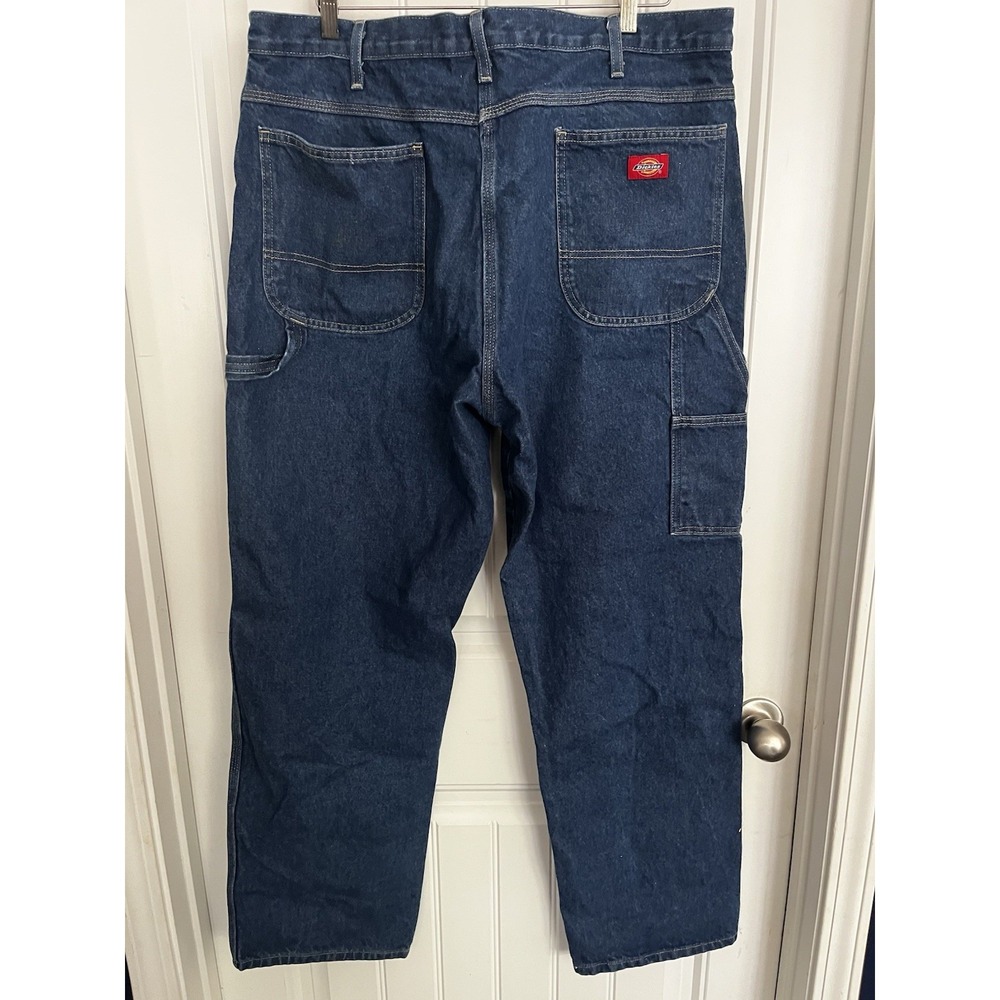 Genuine Dickies Mens‎ Carpenter Jeans 40X32 Blue Dark Wash Stretch CC